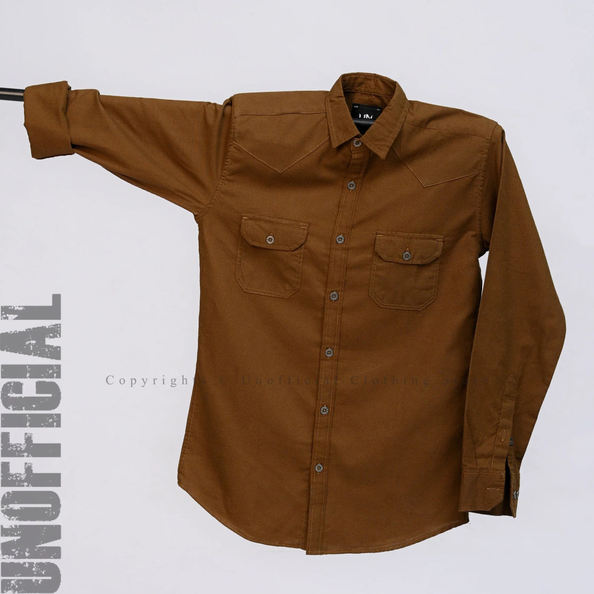 BROWN-DOUBLE POCKET SHIRT