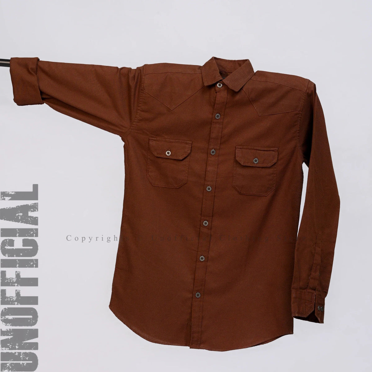 COFFEE BROWN-DOUBLE POCKET SHIRT